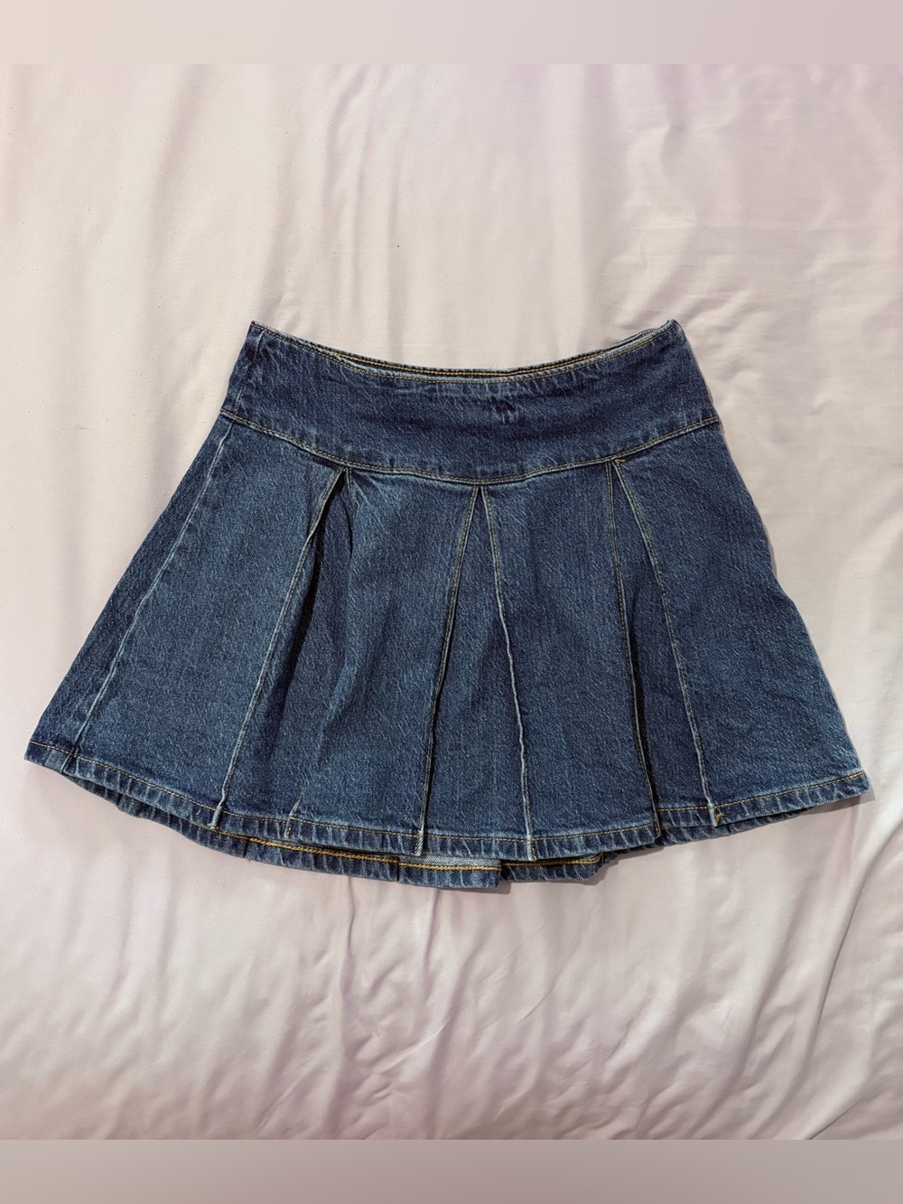 Art Class Girls Size 10/12 Denim Paneled Skater Skirt - Dark Blue Back to School